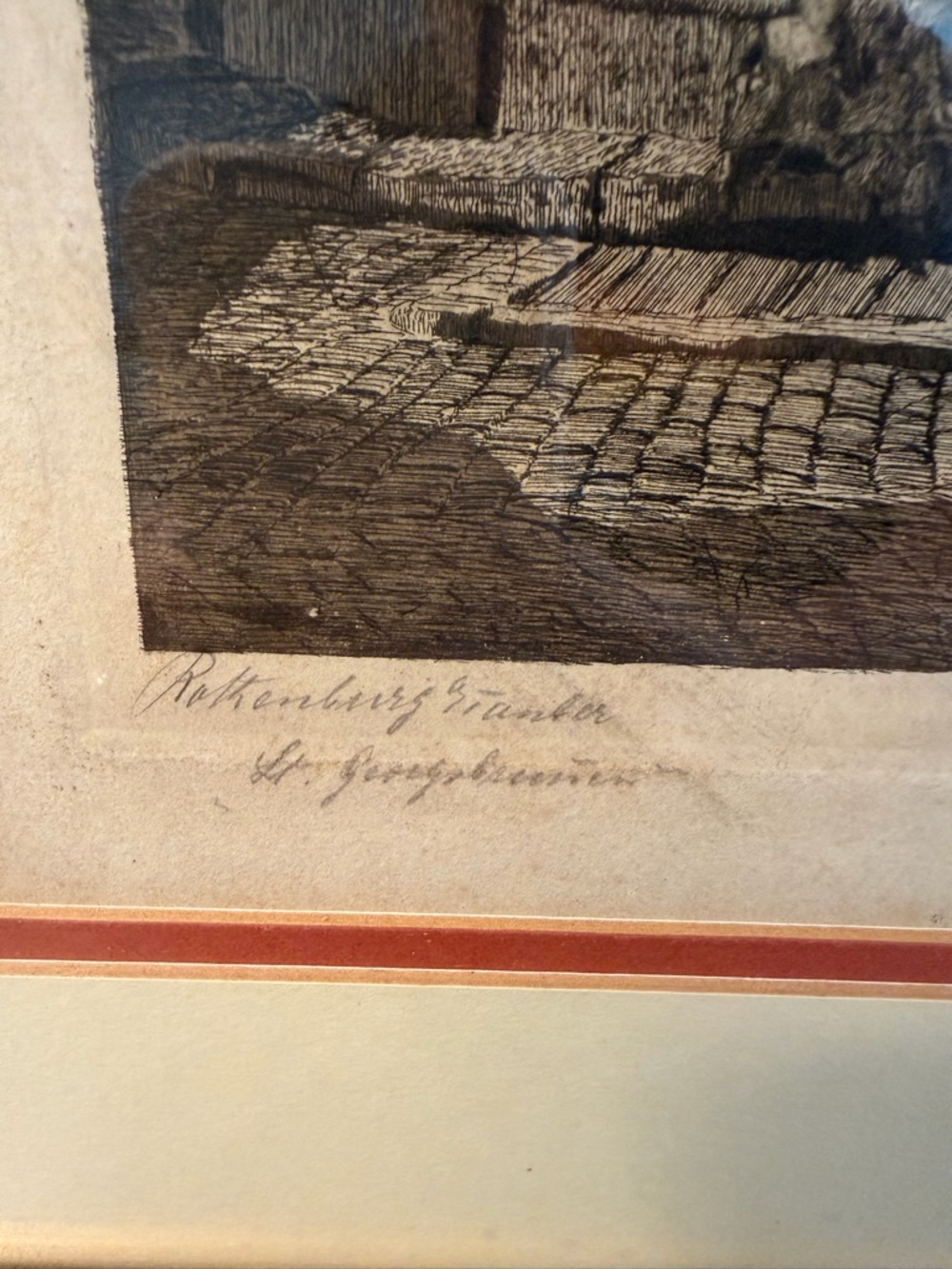 Original Rothenburg Artwork St. George Fountain Signed Framed 12x15” Image - Picture 3 of 11